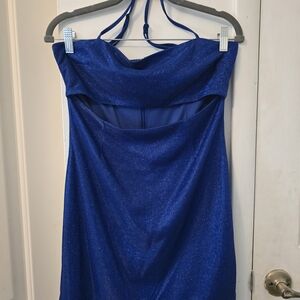 Elegant Blue Halter Dress